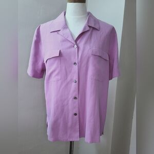 Nordstrom 100% Silk Lavender Haze Shirt Blouse XL